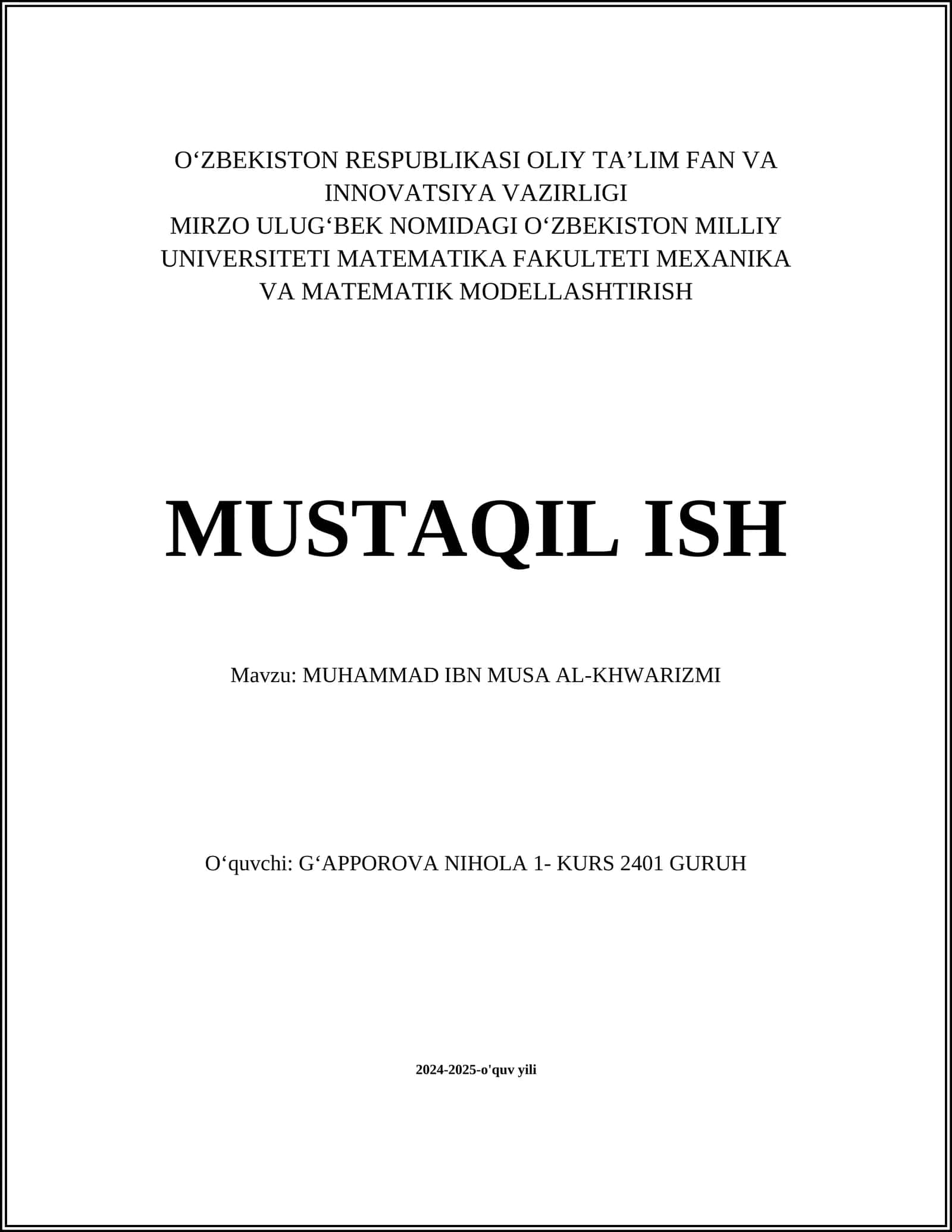 MUHAMMAD IBN MUSA AL-KHWARIZMI 1