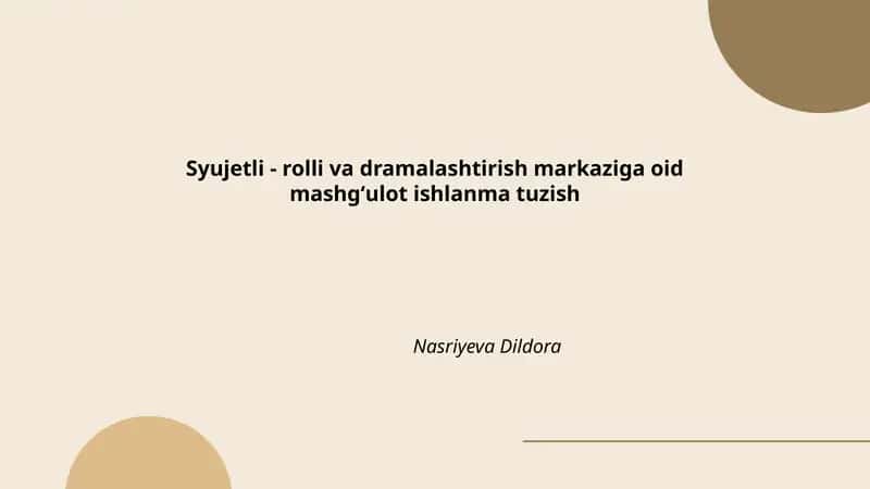 Suhbat va dialoglarni tashkil etish 1