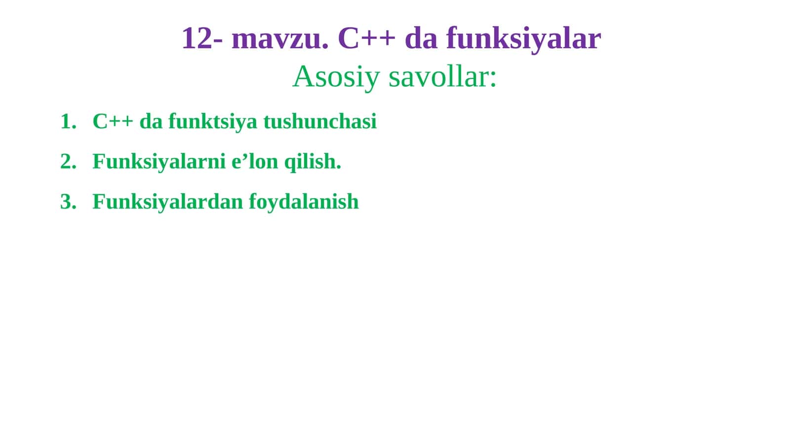 12-mavzu.C++ dafunksiyalar 1