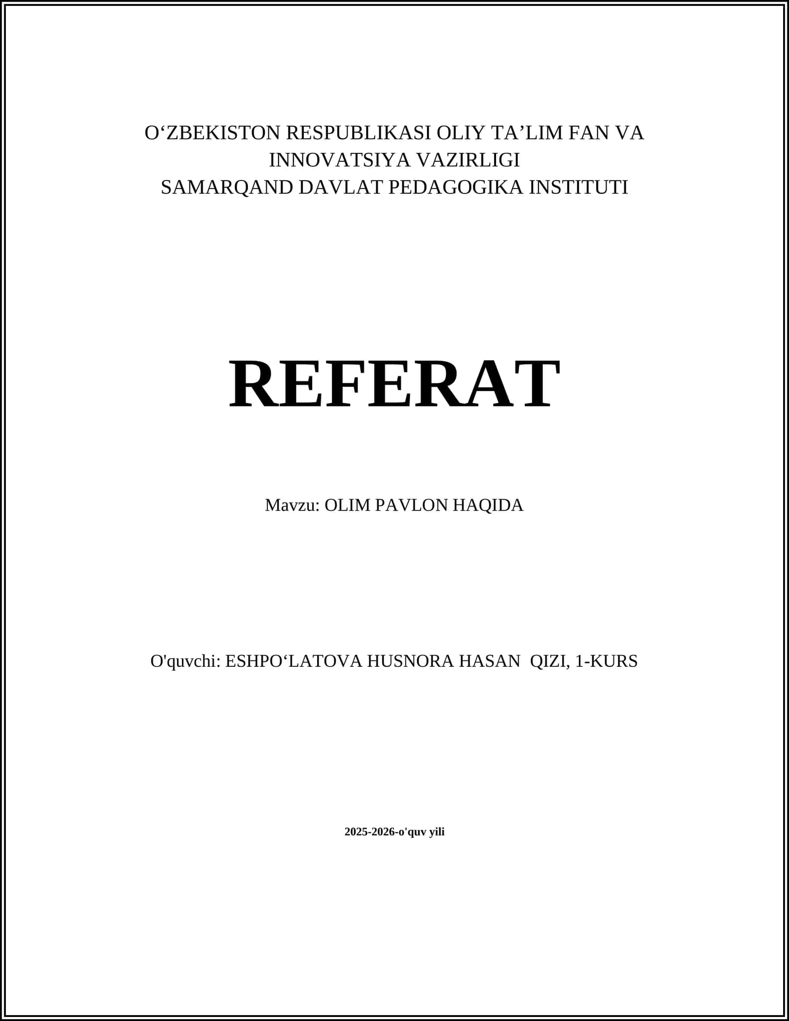 Olim Pavlon Haqida 1