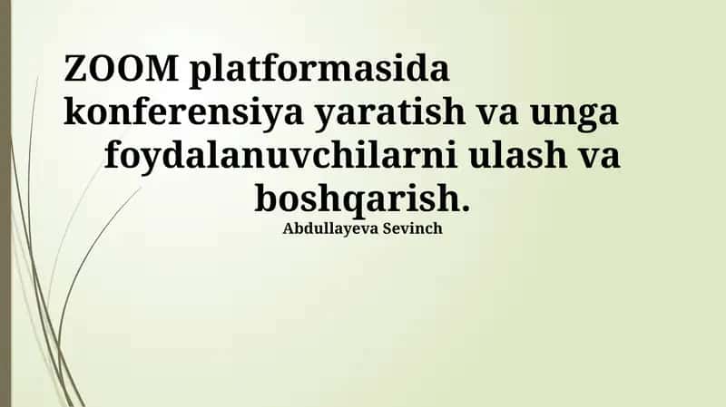 Zoom platformasida konferensiya yaratish va unga 1