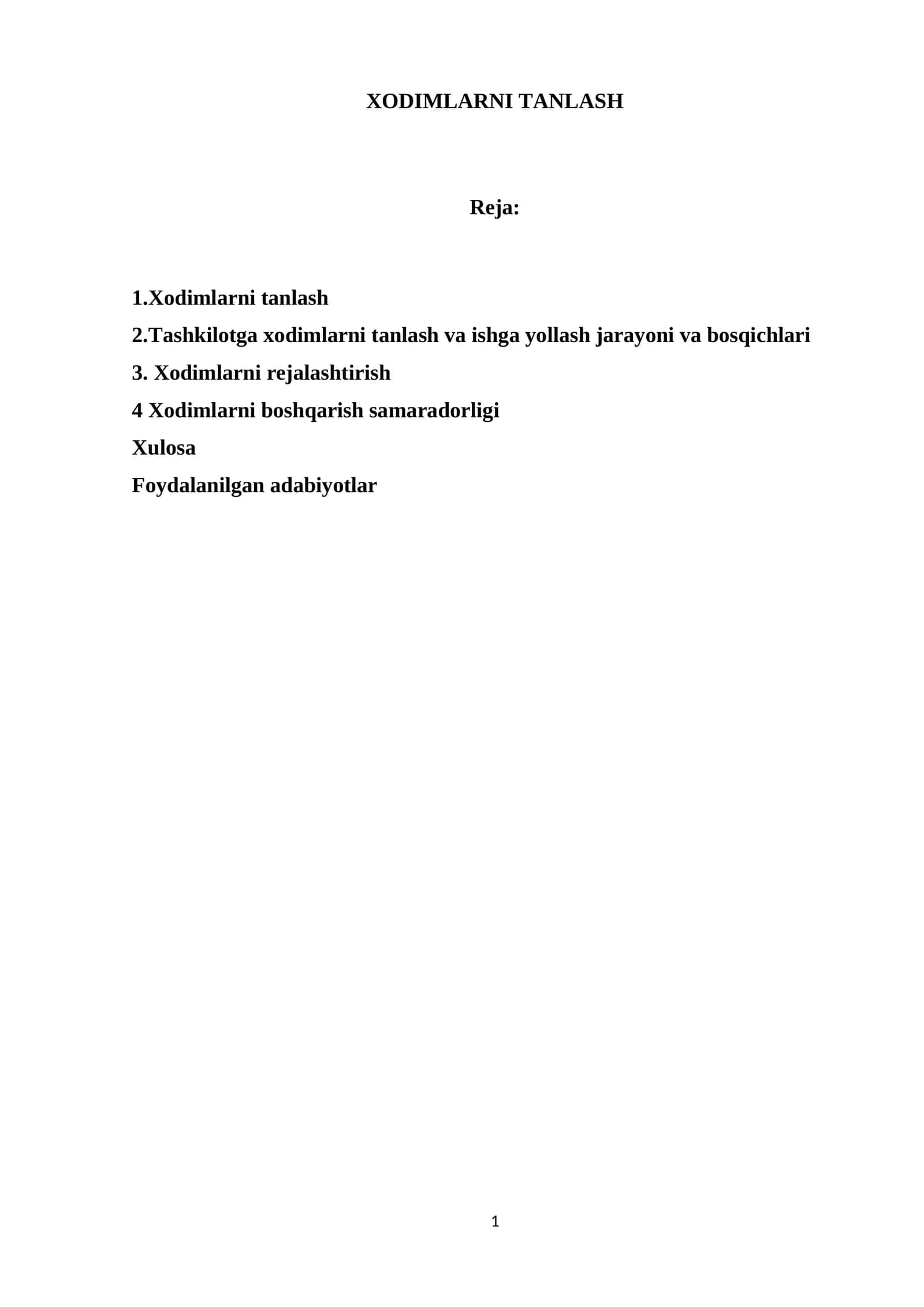 Xodimlarni tanlash 1