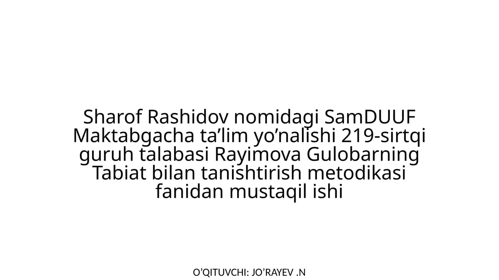 Tabiat bilantanishish metodikasi 1