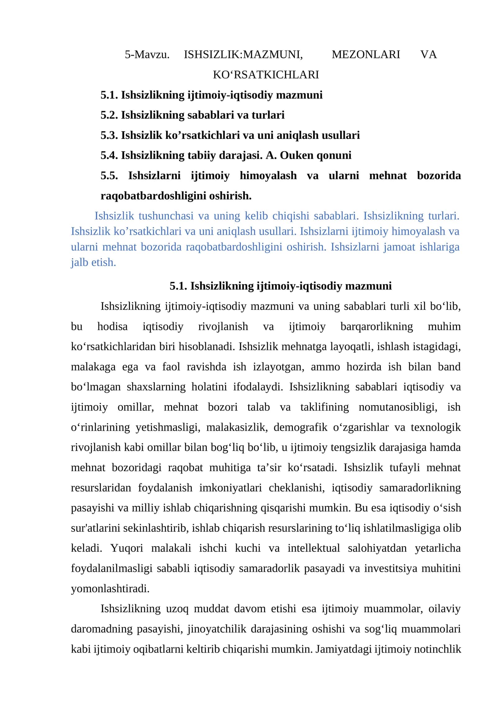 Ishsizlik: Mazmuni, Mezonlari va Ko‘rsatkichlari 1