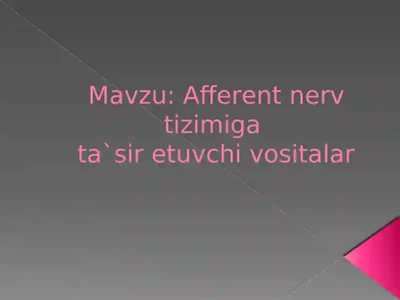 AFFERENT INNERVATSIYA GATA’SIRETUVCHI DORILAR