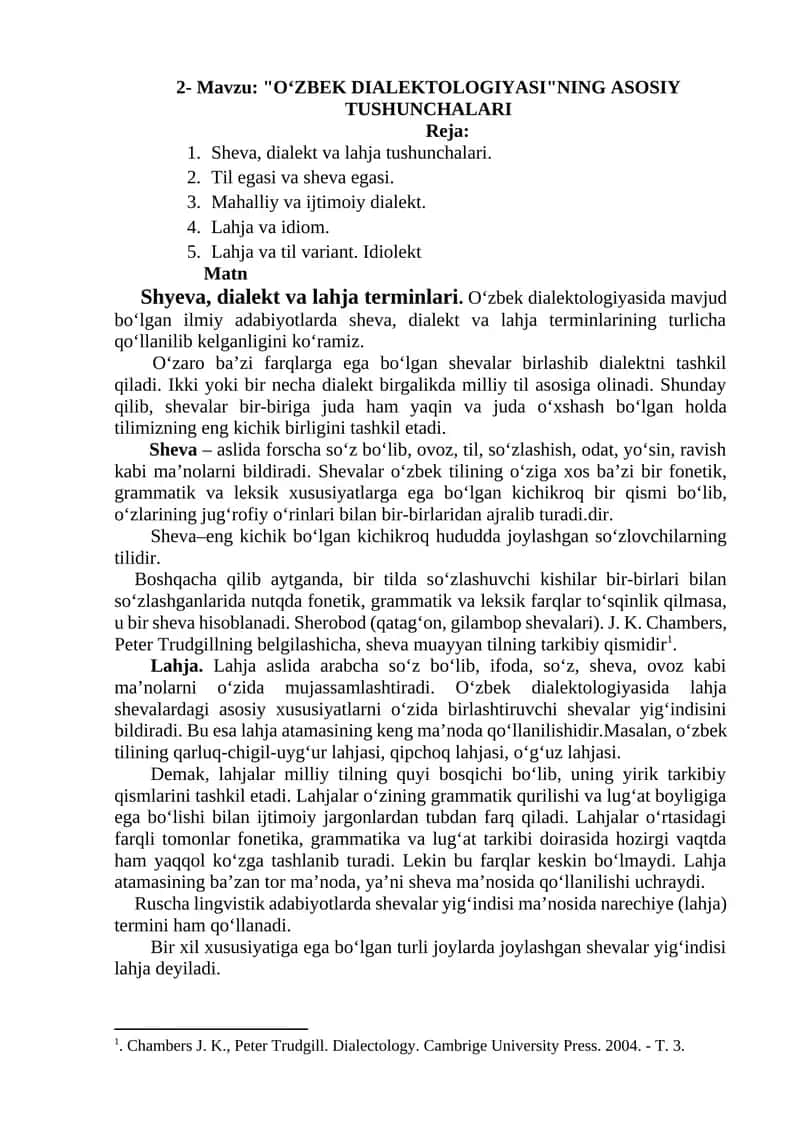 OʻZBEK DIALEKTOLOGIYASI 1