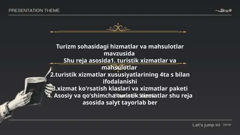 Turistik xizmatlar va mahsulotlar 1