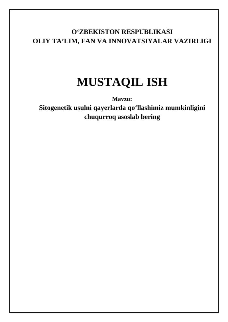 Sitogenetik usulning asosiy qo'llanilish sohalari 1
