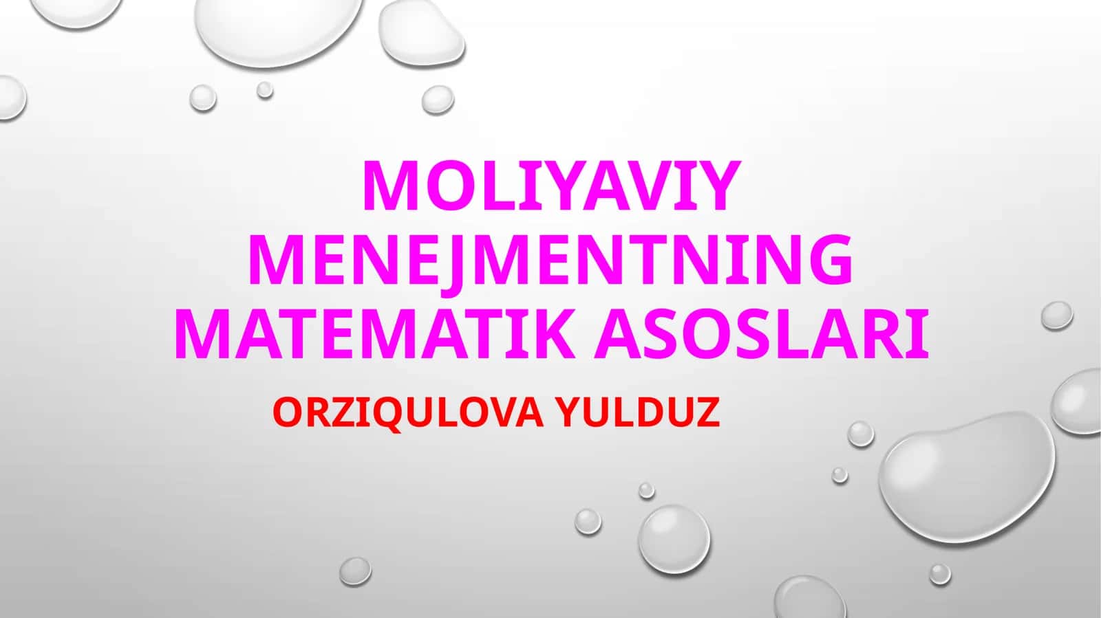 MOLIYAVIY MENEJMENTNING MATEMATIK ASOSLARI 1