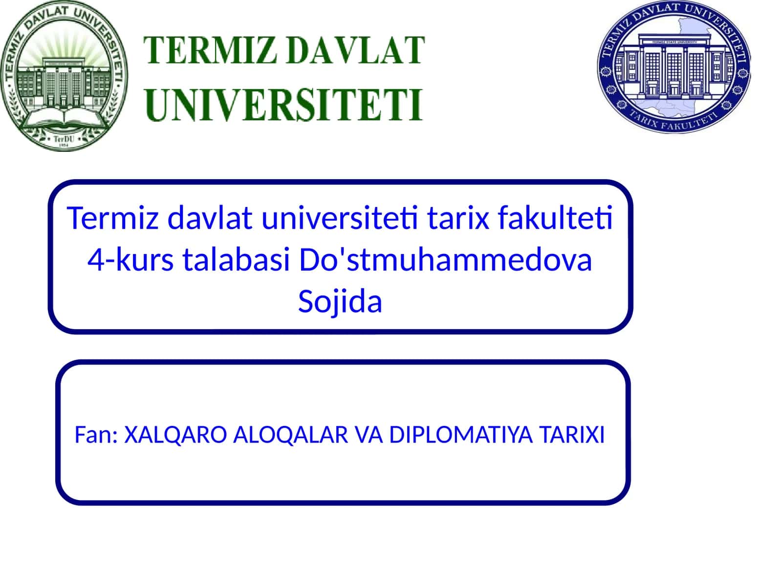 XALQARO ALOQALAR VA DIPLOMATIYA TARIXI 1