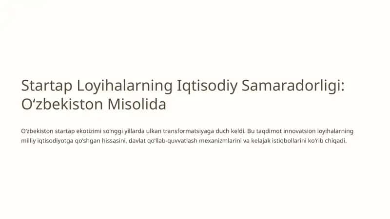 Oʻzbekiston Startap Ekotizimi 1