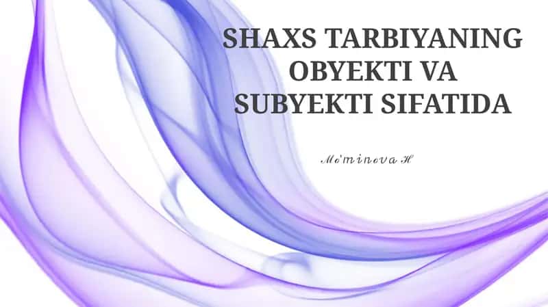 Shaxsiy Ta'lim 1