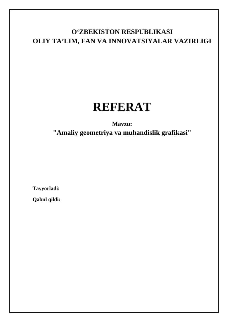 Amaliy geometriya va muhandislik grafikasi 1