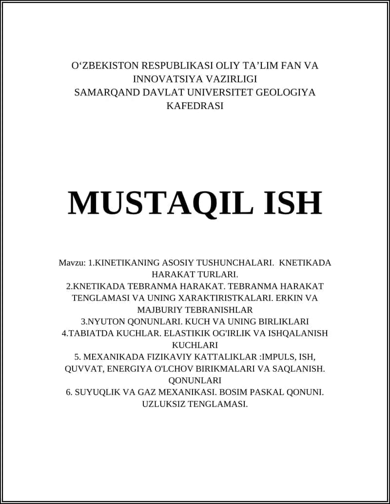 KINETIKANING ASOSIY TUSHUNCHALARI 1