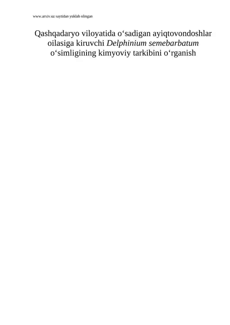 Delphinium semebarbatum o‘simligining kimyoviy tarkibi