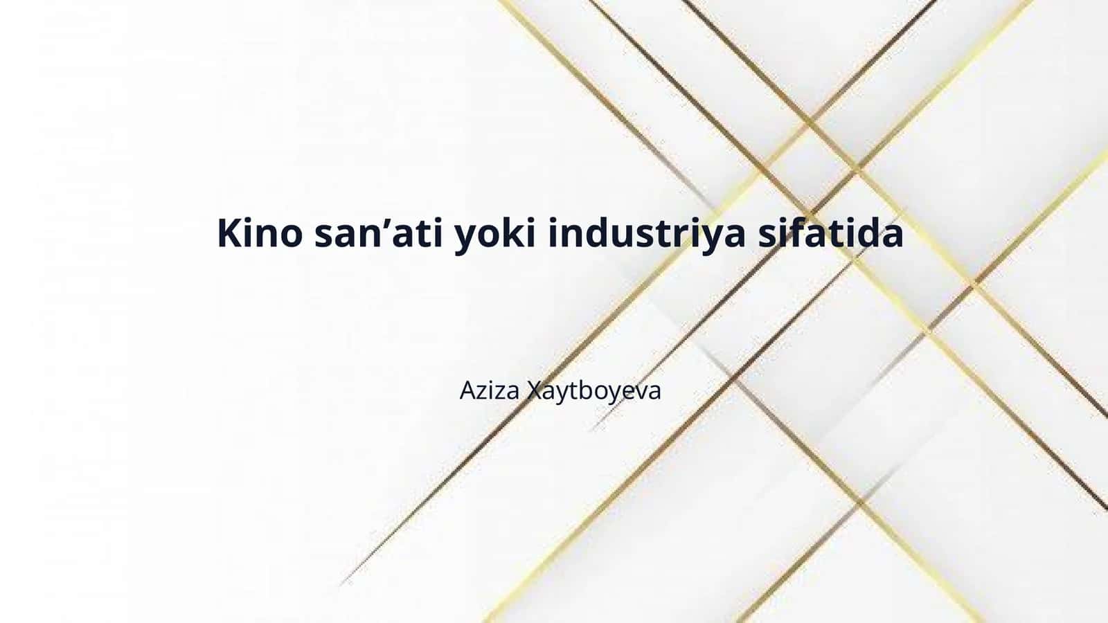 Kino sanʼati yoki industriya sifatida 1