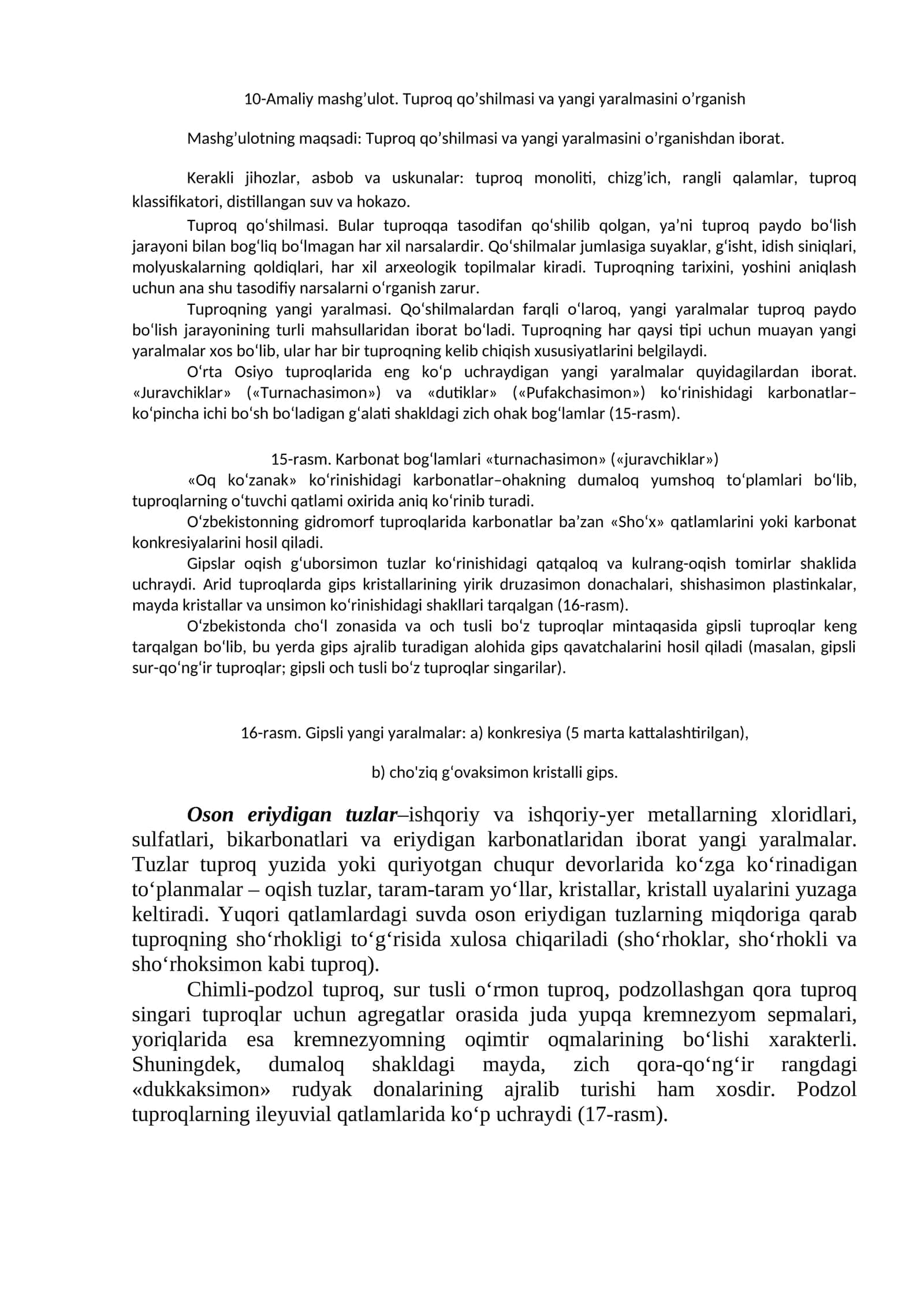 Tuproq qo’shilmasi va yangi yaralmasini o’rganish 1