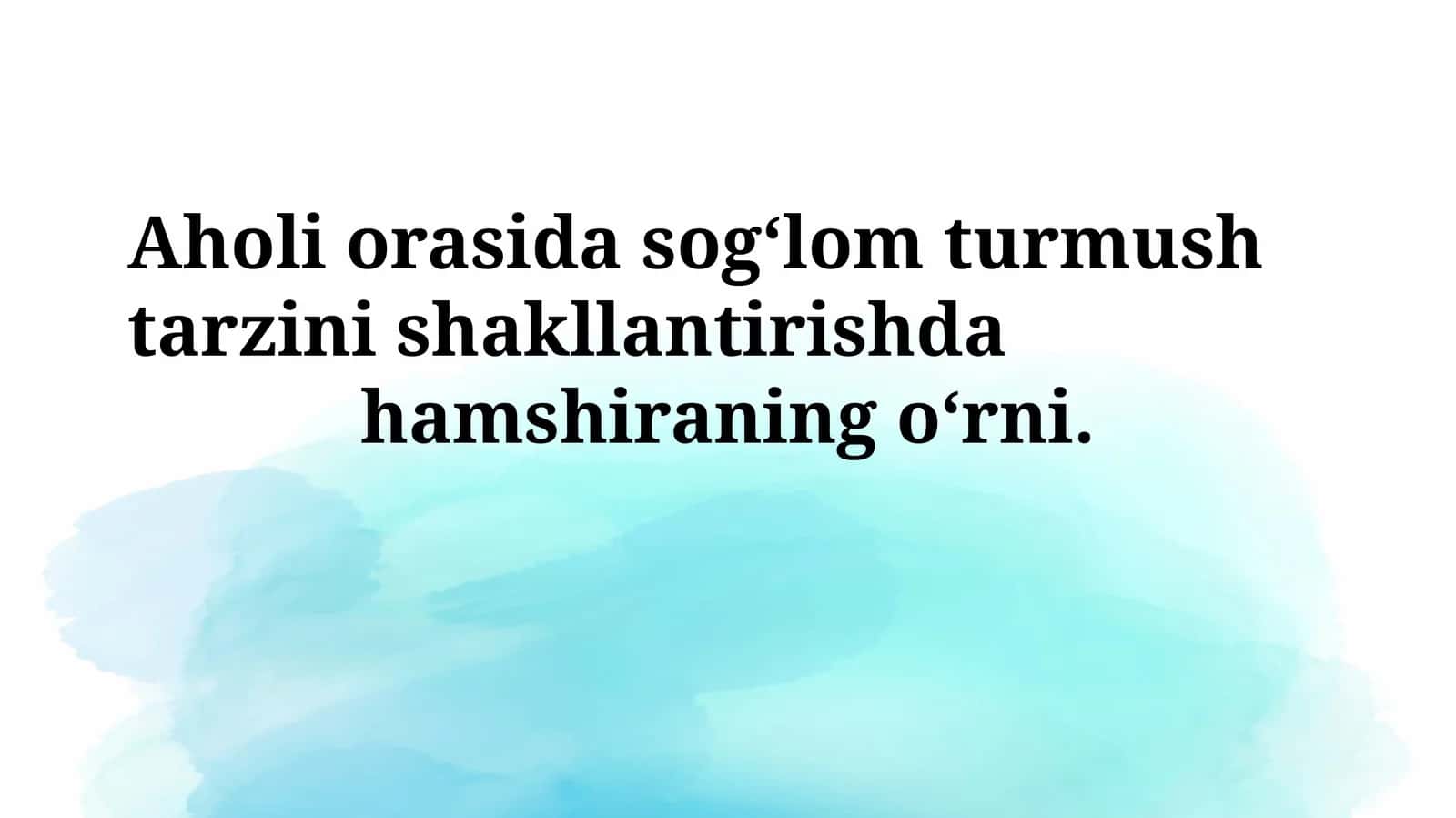 Sog‘lom Turmush Tarzini Shakllantirish 1