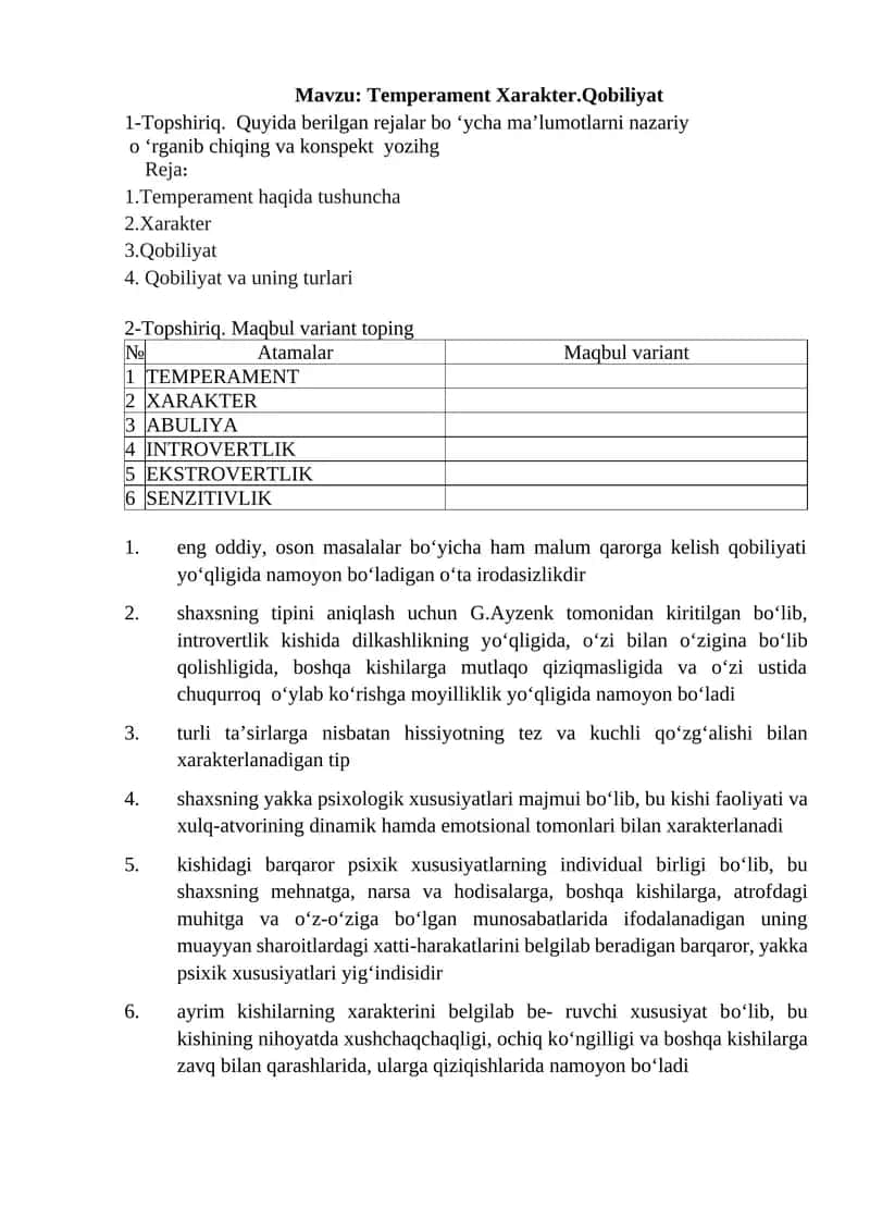 Temperament Xarakter.Qobiliyat 1