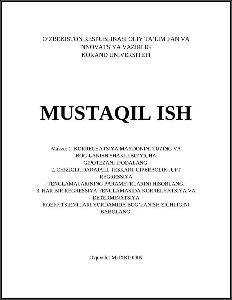 Korrelyatsiya Maydoni Tushunchasi 1