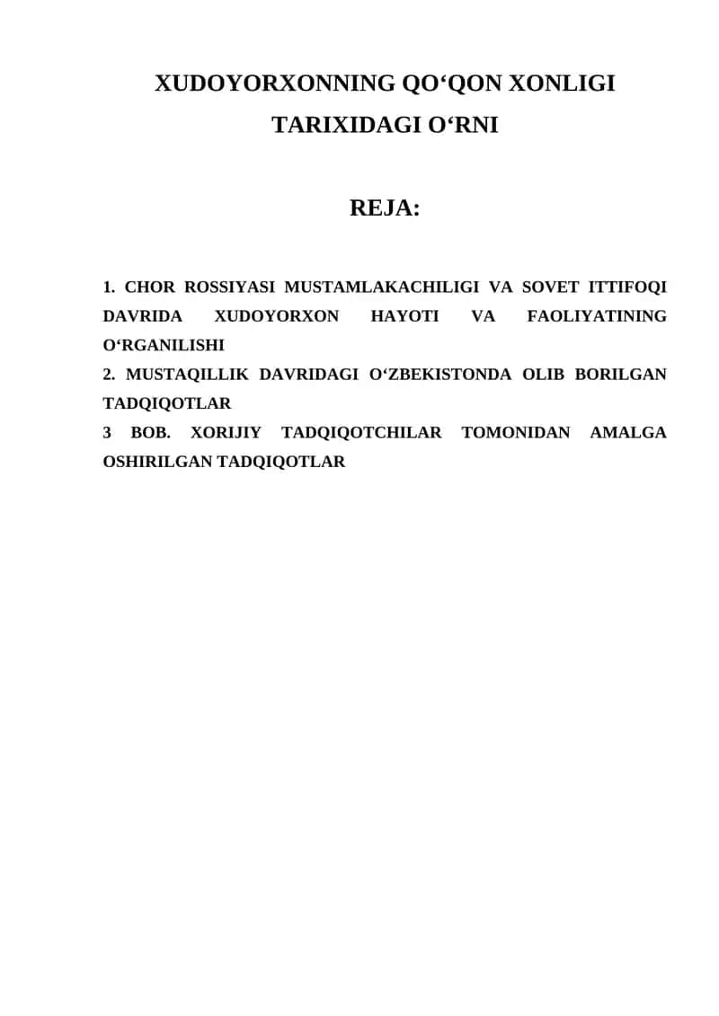 XUDOYORXONNING QOʻQON XONLIGI TARIXIDAGI OʻRNI 1