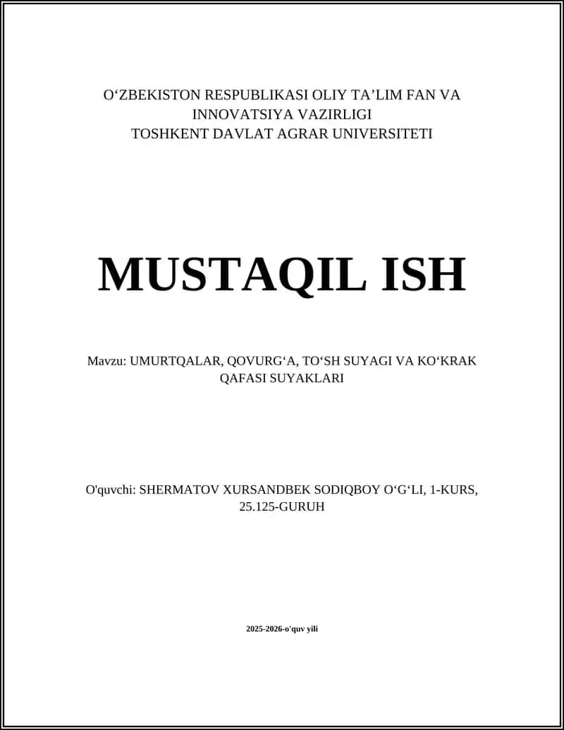 Tipik umurtqaning osteologiyasi 1