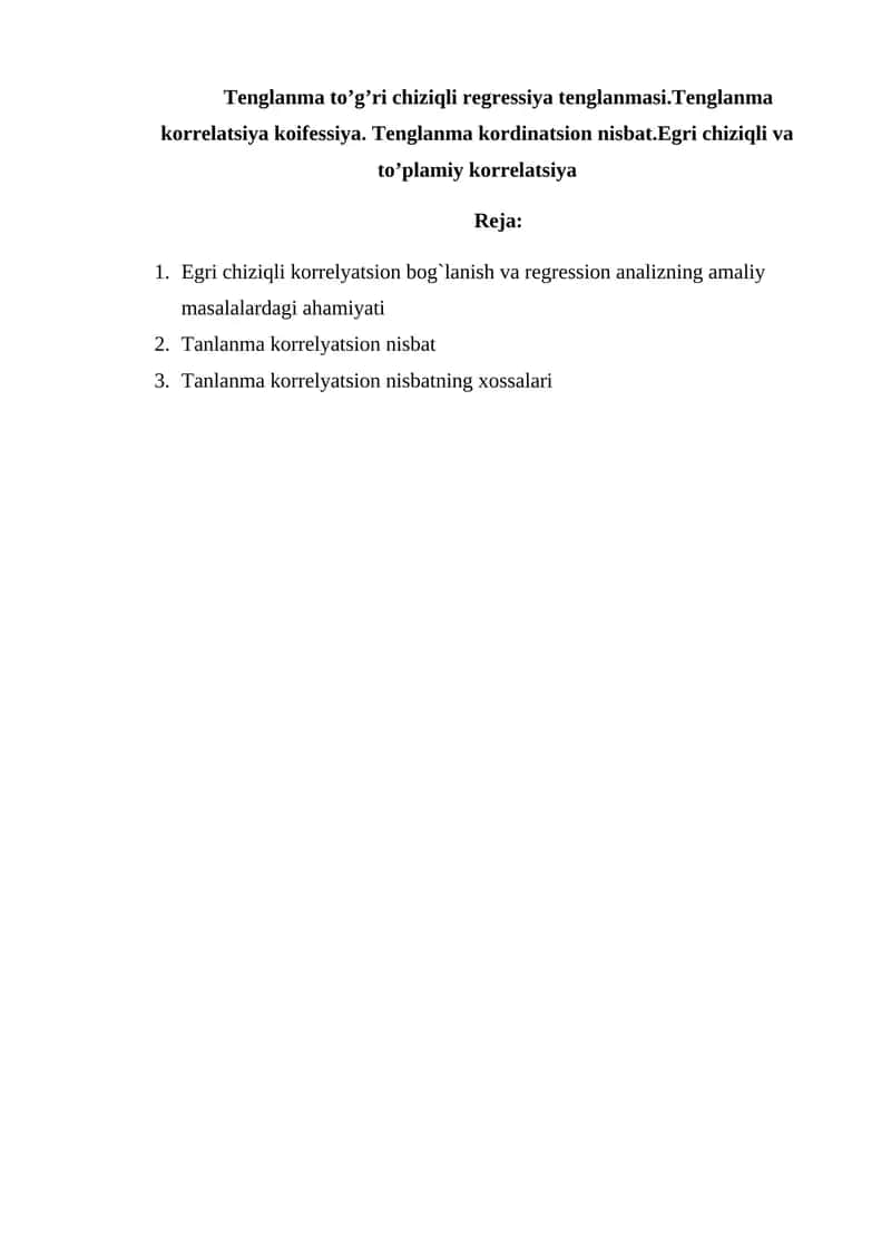 Egri chiziqli korrelyatsion 1