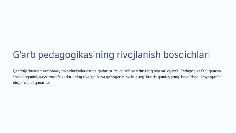 Pedagogika fani tarixi 1