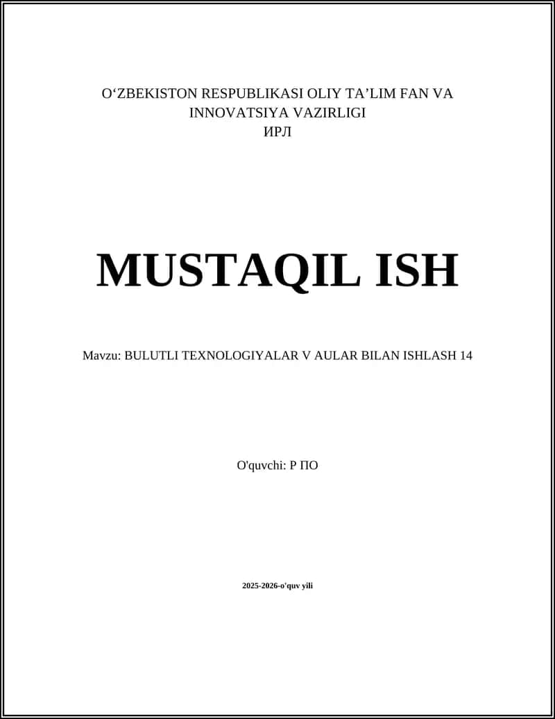 Bulutli texnologiyalar va ular bilan ishlash 1