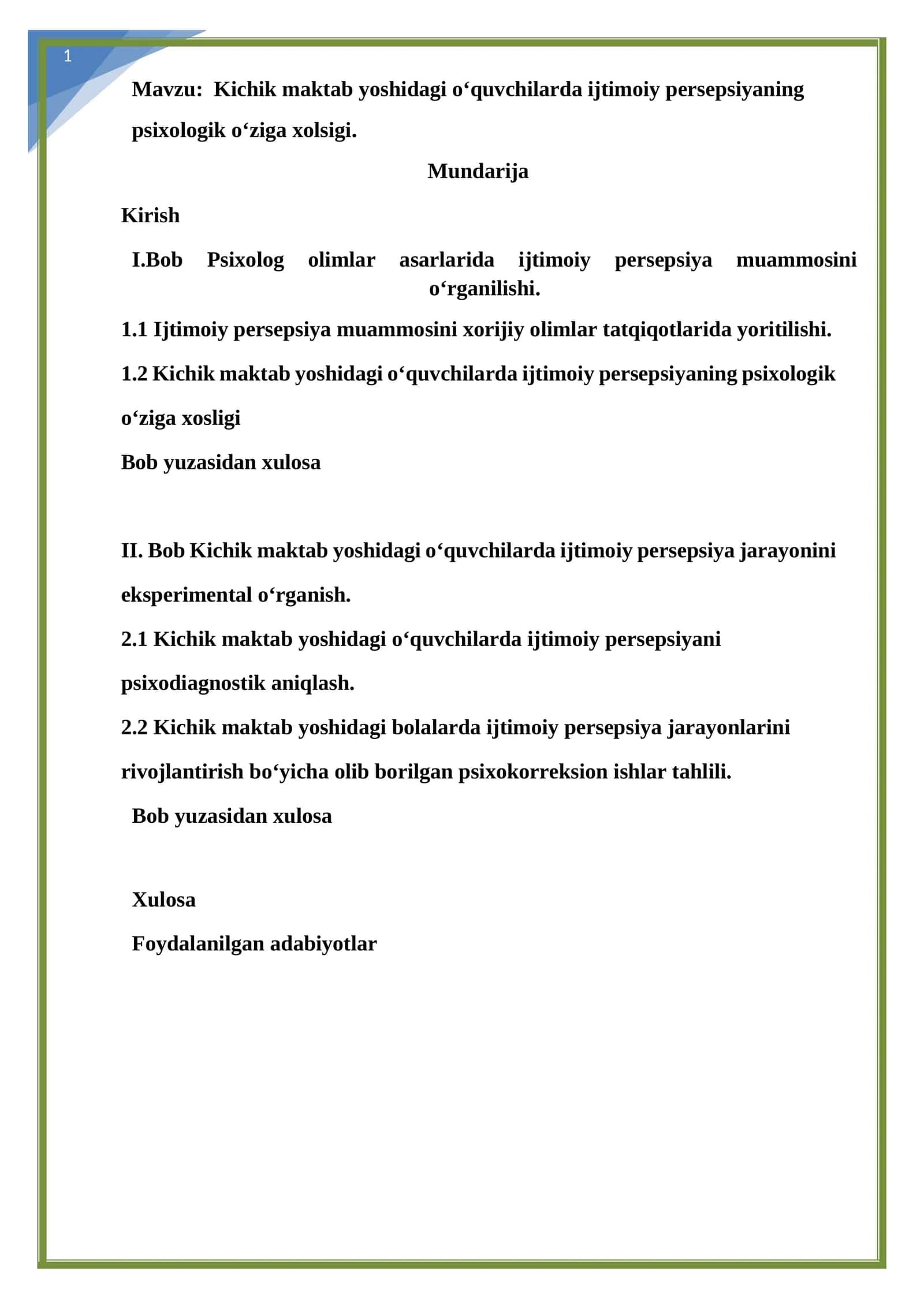 Ijtimoiy persepsiya muammosi 1