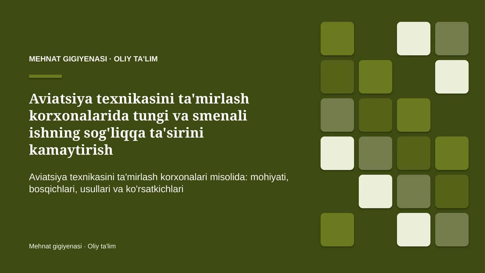Mehnat gigiyenasi · Oliy ta'lim 1
