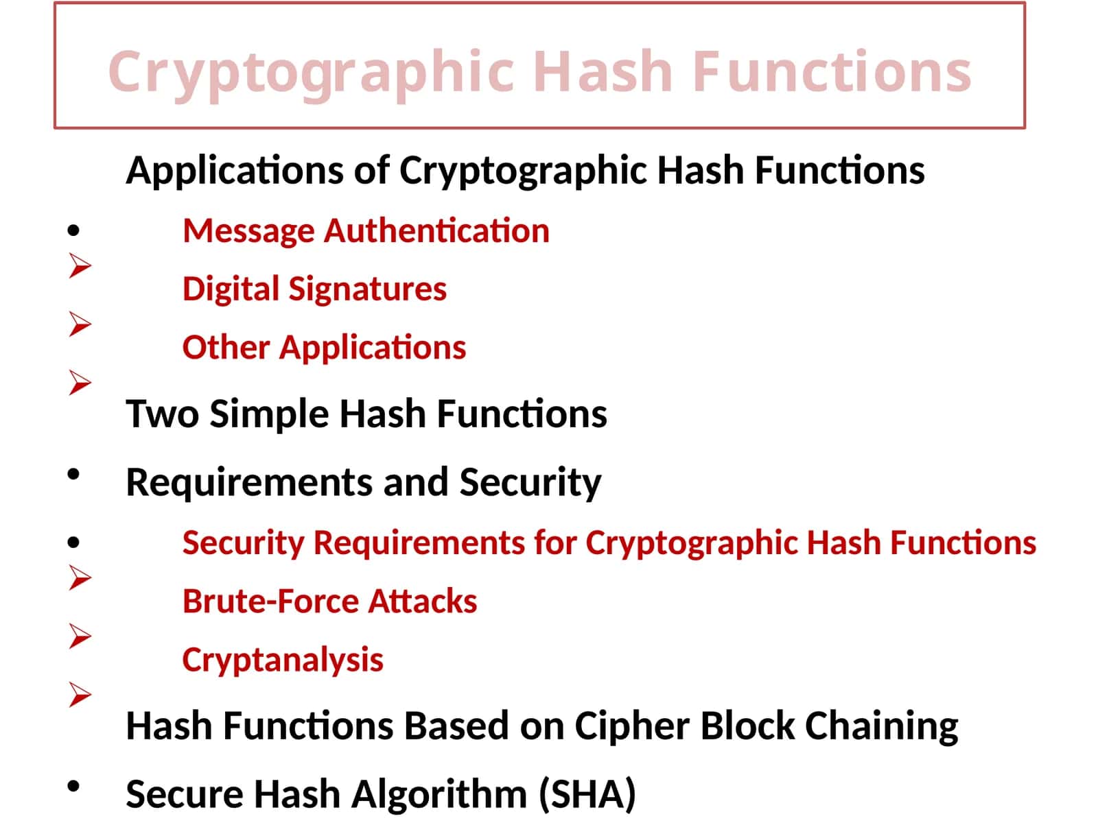 Cryptographic Hash Functions 1
