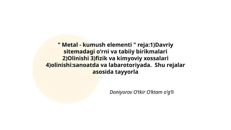Metal - kumush elementi 1