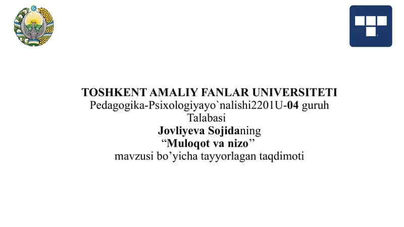 muloqot va nizo. 1