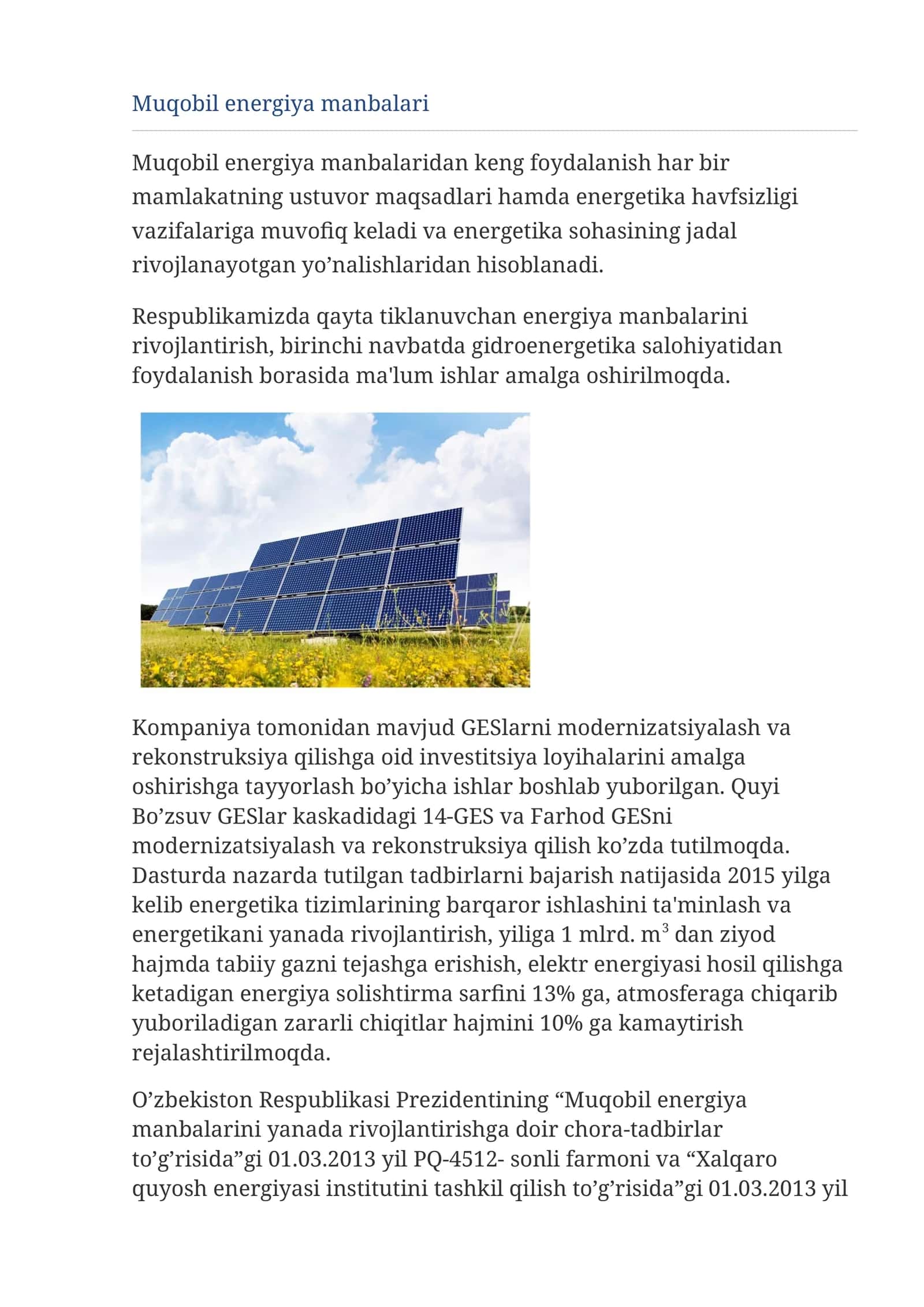 Muqobil energiya manbalari 1