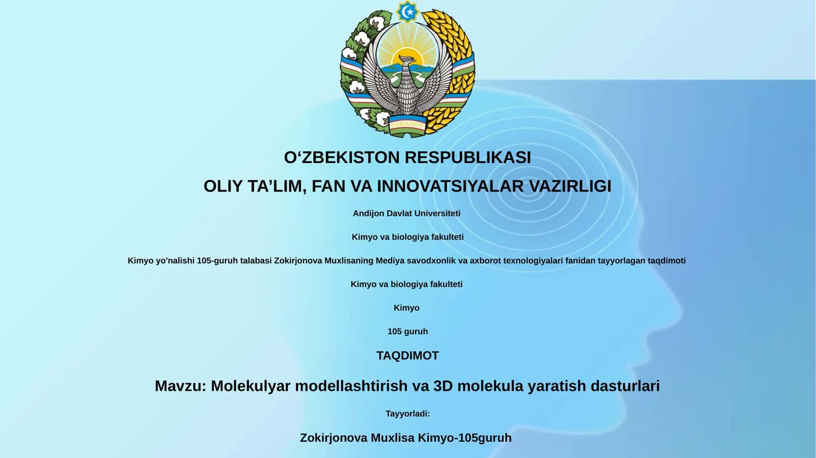Molekulyar modellashtirish va 3D molekula yaratish dasturlari 1