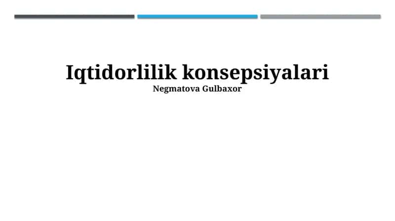 Iqtidorlilik konsepsiyalari 1