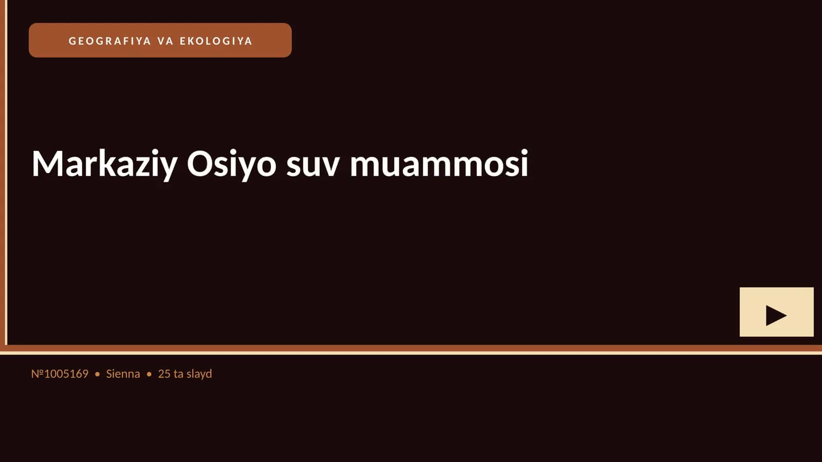Markaziy Osiyo suv muammosi 1