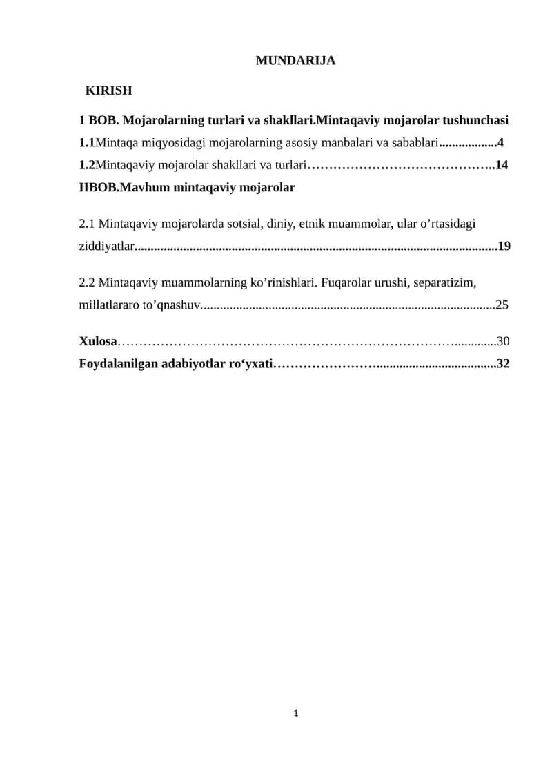 Mintaqaviy mojarolar 1