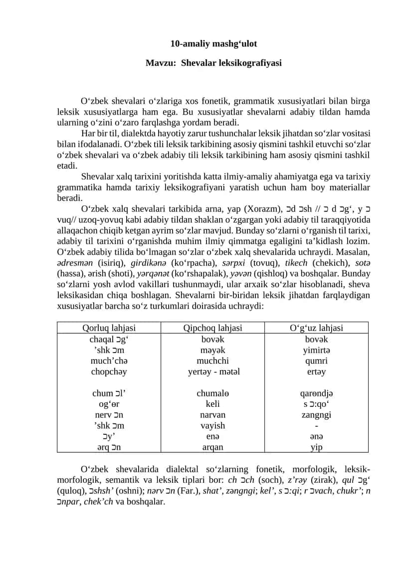 Shevalar leksikografiyasi 1