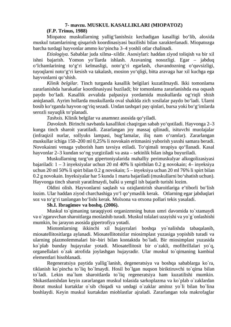 MUSKUL KASALLIKLARI (MIOPATOZ) 1