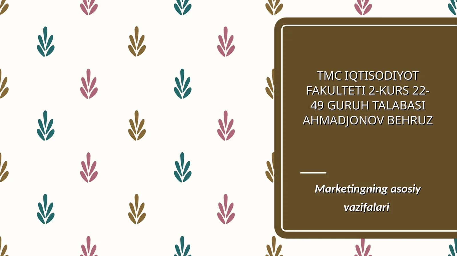 Marketingning asosiy vazifalari 1