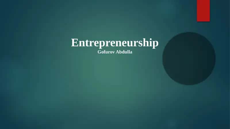 Entrepreneurship 1