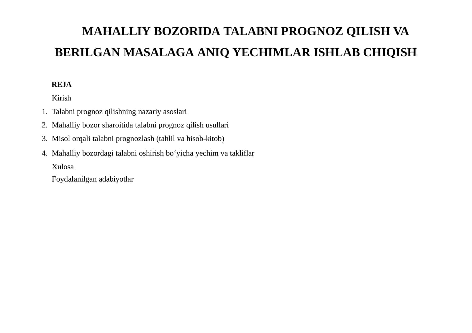 Talabni prognoz qilish 1