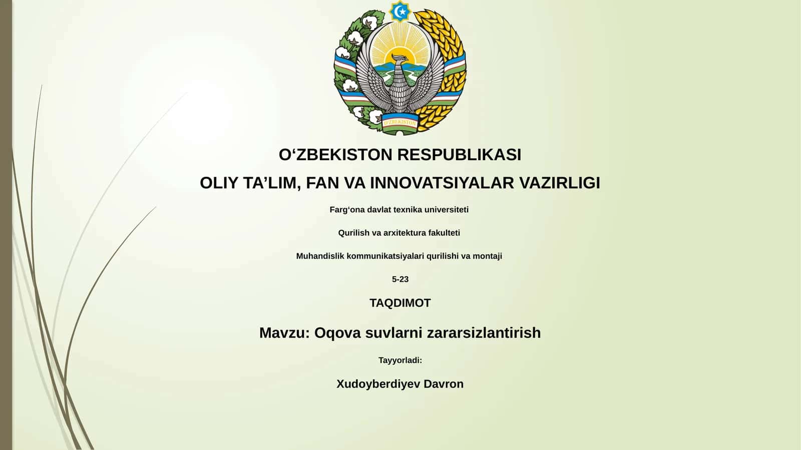 Oqova suvlarni zararsizlantirish 1