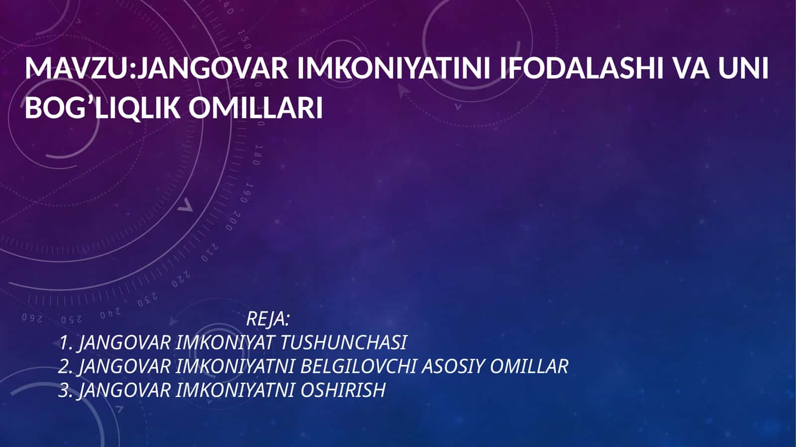 Jangovar imkoniyatini ifodalashi va uni bog’liqlik omillari 1