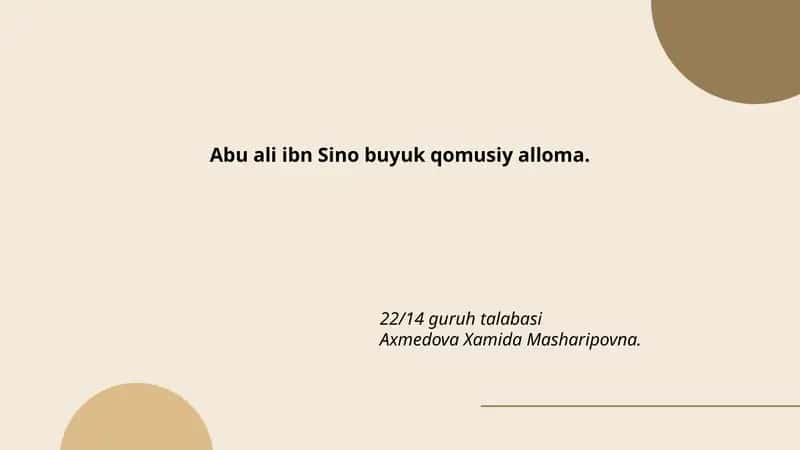 Ibn Sino hayoti va tarjimai holi 1