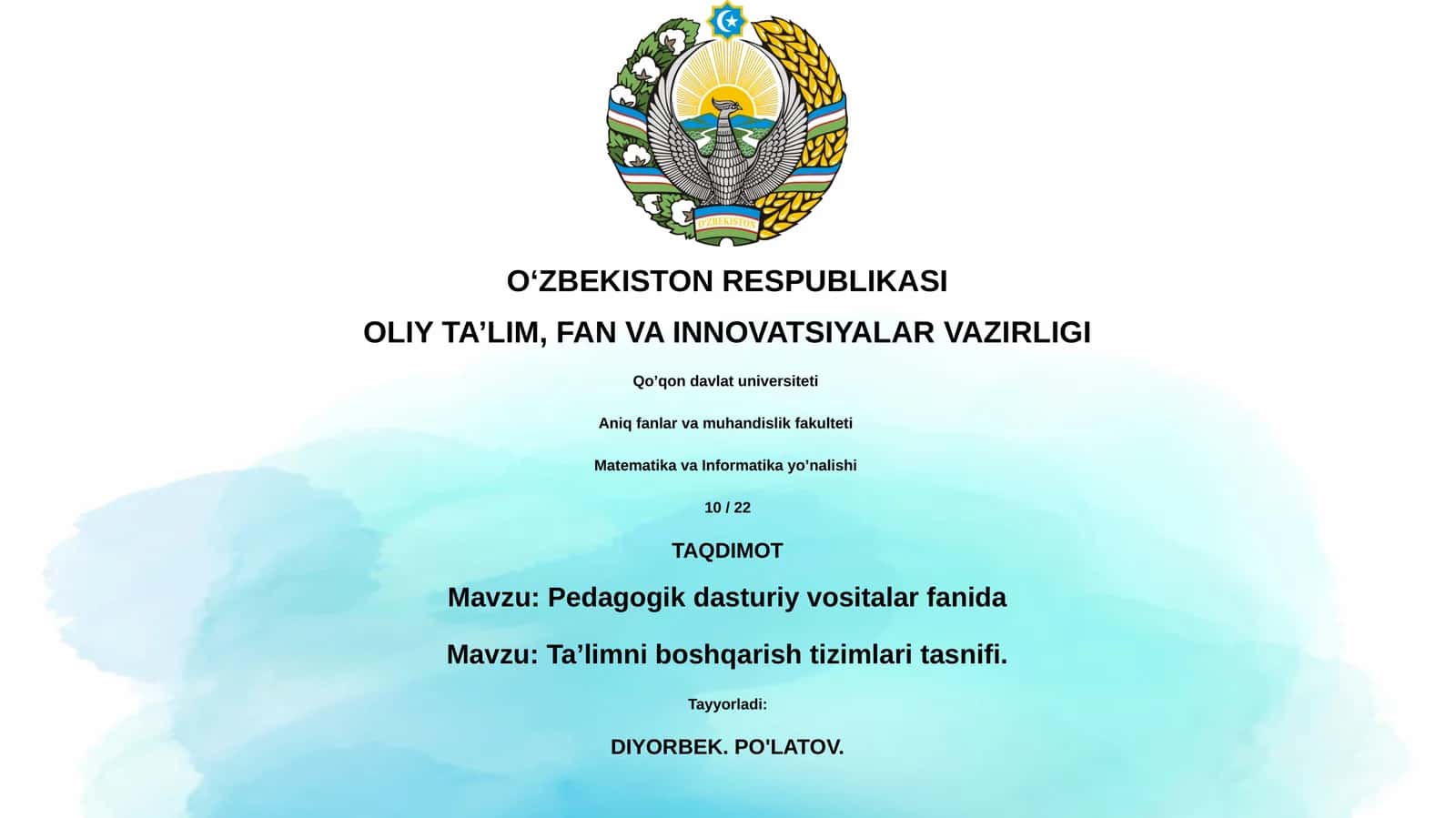 Pedagogik dasturiy vositalar fanida 1