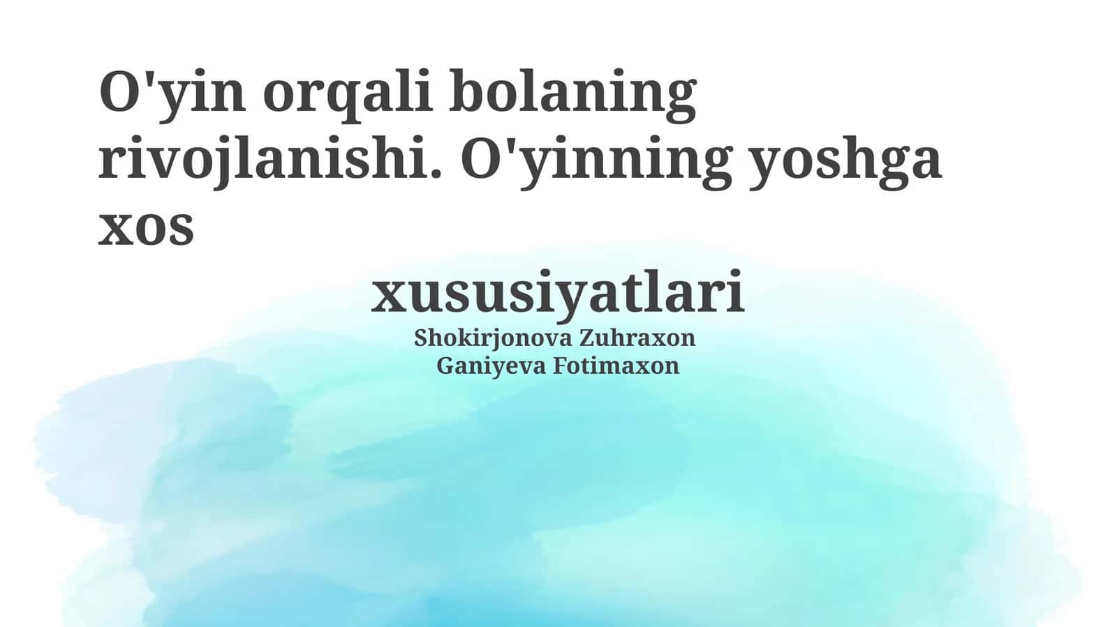 O'yin orqali bolaning rivojlanishi 1