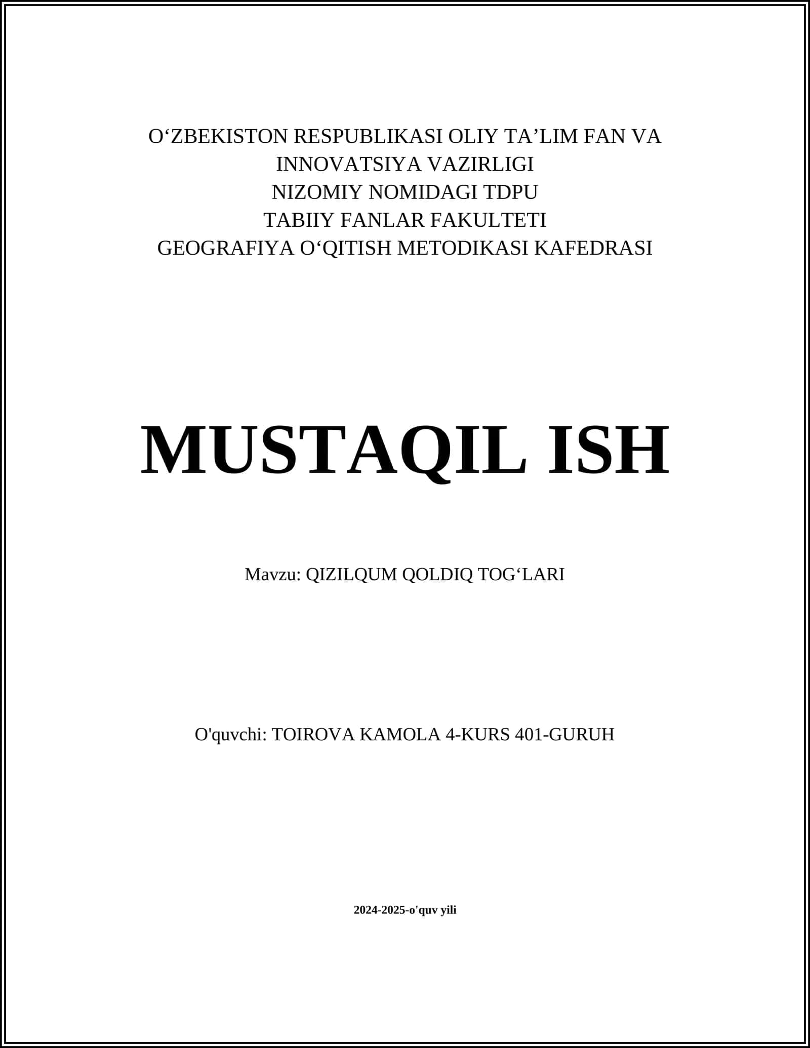 QIZILQUM QOLDIQ TOG‘LARI 1